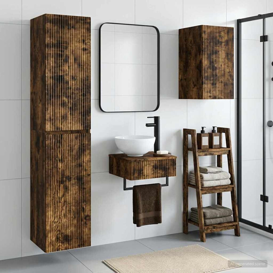 vidaXL Badkamermeubelset 3 st Gerookt eiken 33 x 34,5 x 160 cm vidaXL Badkamermeubelset 3 st Gerookt eiken 33 x 34,5 x 160 cm afbeelding 1