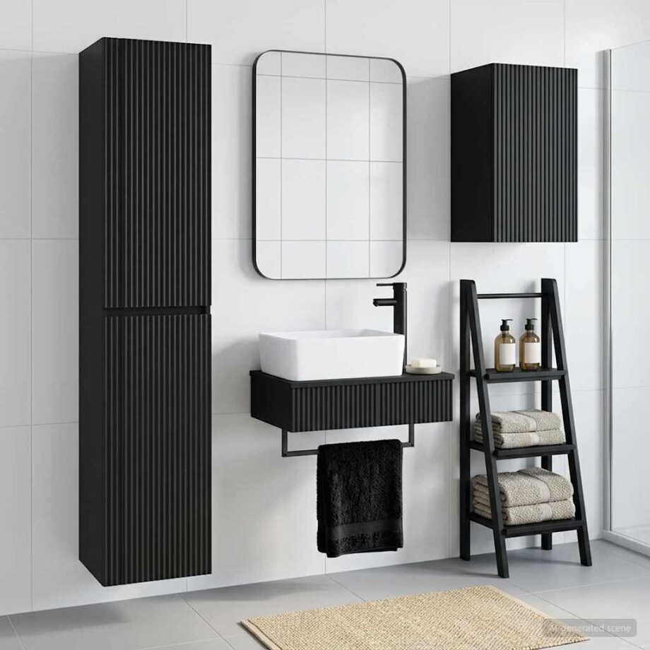 vidaXL Badkamermeubelset 3 st Zwart 33 x 34,5 x 160 cm Bewerkt hout afbeelding 1