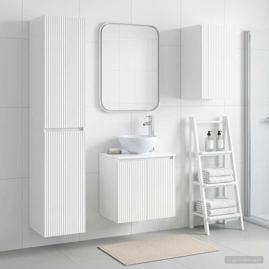 vidaXL Badkamermeubelset 3 st Wit 33 x 34,5 x 160 cm Bewerkt hout afbeelding 1