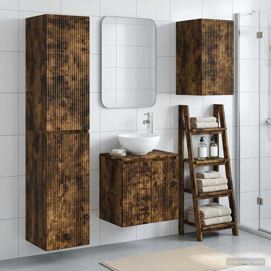 vidaXL Badkamermeubelset 3 st Gerookt eiken 33 x 34,5 x 160 cm afbeelding 1