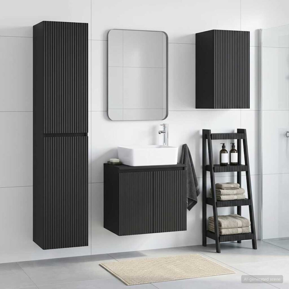 vidaXL Badkamermeubelset 3 st Zwart 33 x 34,5 x 160 cm Bewerkt hout afbeelding 1