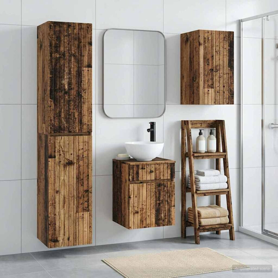 vidaXL Badkamermeubelset 3 st Oud hout 33 x 34,5 x 160 cm Bewerkt hout afbeelding 1