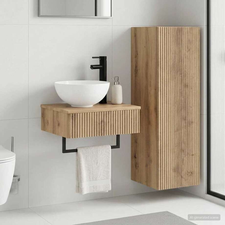 vidaXL Badkamermeubelset 2 st Artisanaal eiken 33 x 34,5 x 100 cm afbeelding 1