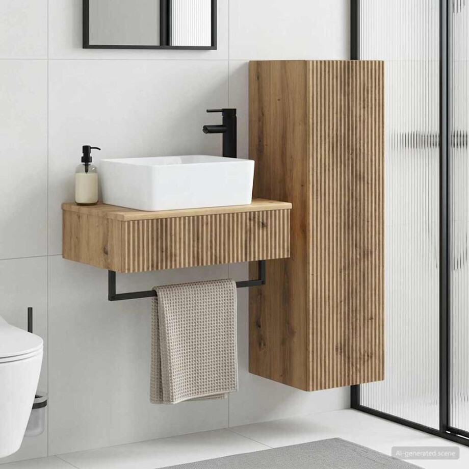 vidaXL Badkamermeubelset 2 st Artisanaal eiken 33 x 34,5 x 100 cm afbeelding 1