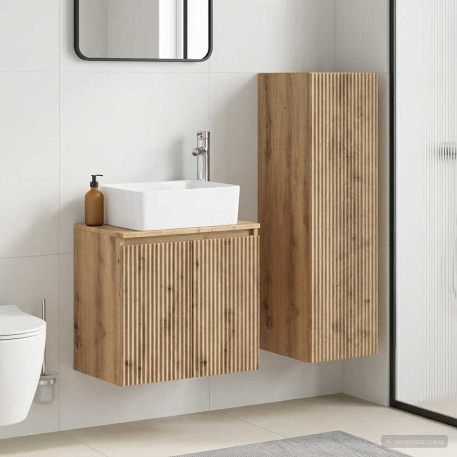 vidaXL Badkamermeubelset 2 st Artisanaal eiken 33 x 34,5 x 100 cm afbeelding 1