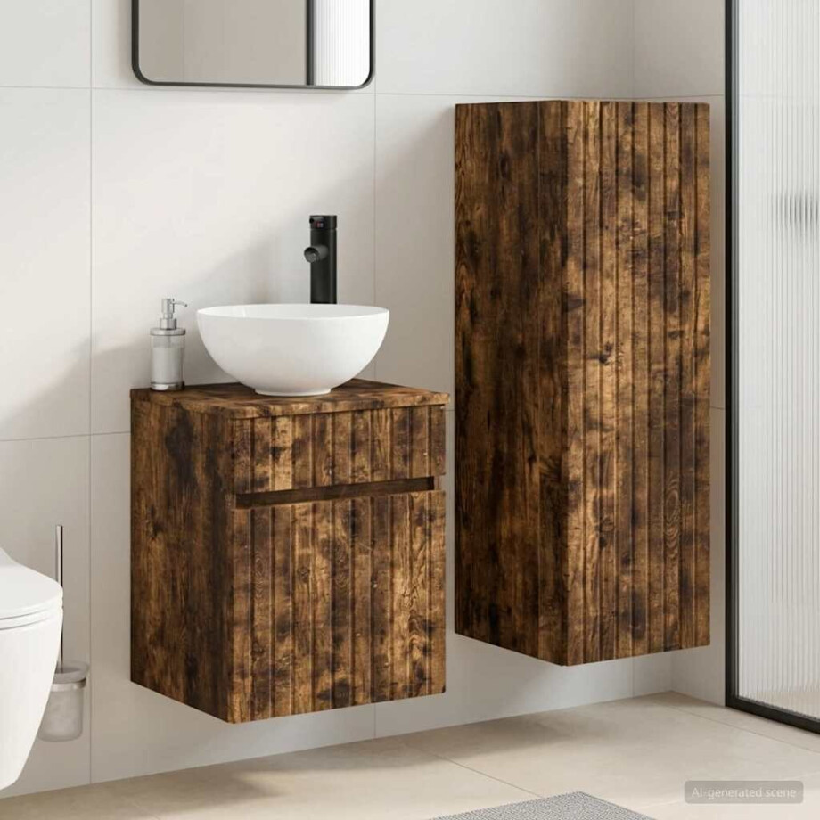 vidaXL Badkamermeubelset 2 st Gerookt eiken 33 x 34,5 x 100 cm vidaXL Badkamermeubelset 2 st Gerookt eiken 33 x 34,5 x 100 cm afbeelding 1