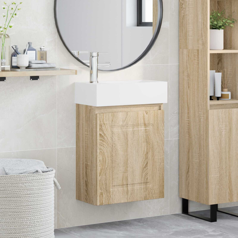 vidaXL Badkamermeubel met kraan Sonoma Eiken 45,5 x 22,5 x 84 cm vidaXL Badkamermeubel met kraan Sonoma Eiken 45,5 x 22,5 x 84 cm afbeelding 1