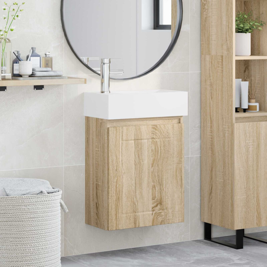 vidaXL Badkamermeubel met kraan Sonoma Eiken 45,5 x 25,5 x 84 cm vidaXL Badkamermeubel met kraan Sonoma Eiken 45,5 x 25,5 x 84 cm afbeelding 1