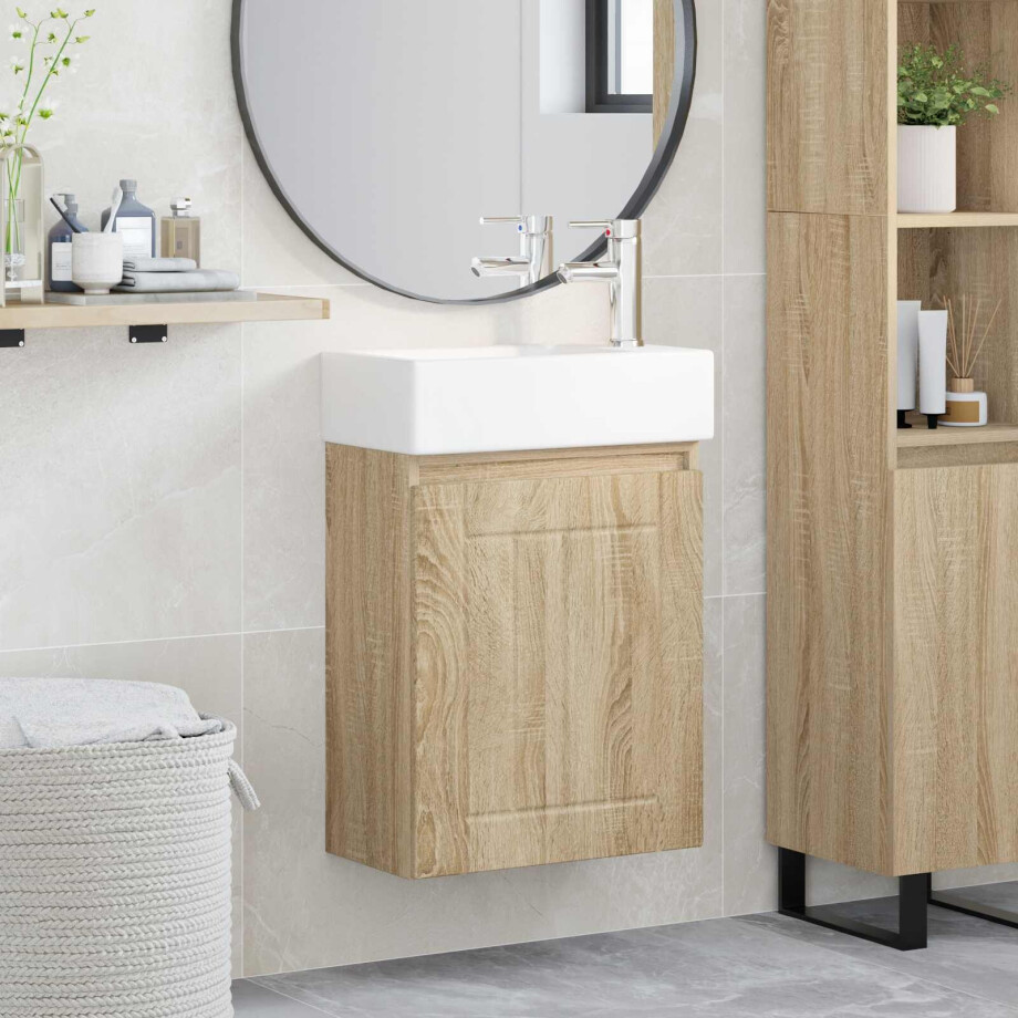 vidaXL Badkamermeubel met kraan Sonoma Eiken 45,5 x 25,5 x 84 cm vidaXL Badkamermeubel met kraan Sonoma Eiken 45,5 x 25,5 x 84 cm afbeelding 1