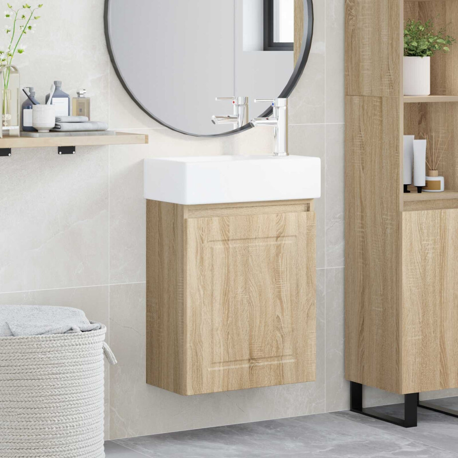 vidaXL Badkamermeubel met kraan Sonoma Eiken 45,5 x 22,5 x 84 cm vidaXL Badkamermeubel met kraan Sonoma Eiken 45,5 x 22,5 x 84 cm afbeelding 1