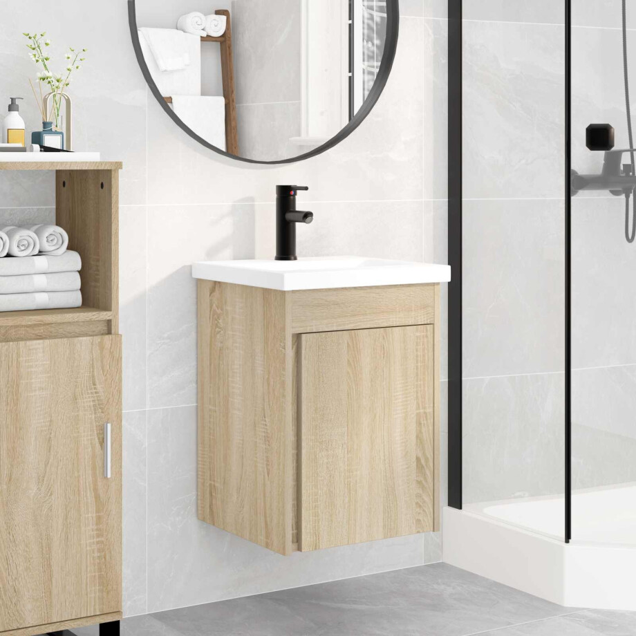 vidaXL Badkamermeubel met kraan Sonoma Eiken 42 x 40 x 74,5 cm vidaXL Badkamermeubel met kraan Sonoma Eiken 42 x 40 x 74,5 cm afbeelding 1