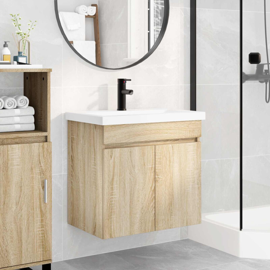 vidaXL Badkamermeubel met kraan Sonoma Eiken 61 x 40 x 74,5 cm vidaXL Badkamermeubel met kraan Sonoma Eiken 61 x 40 x 74,5 cm afbeelding 1