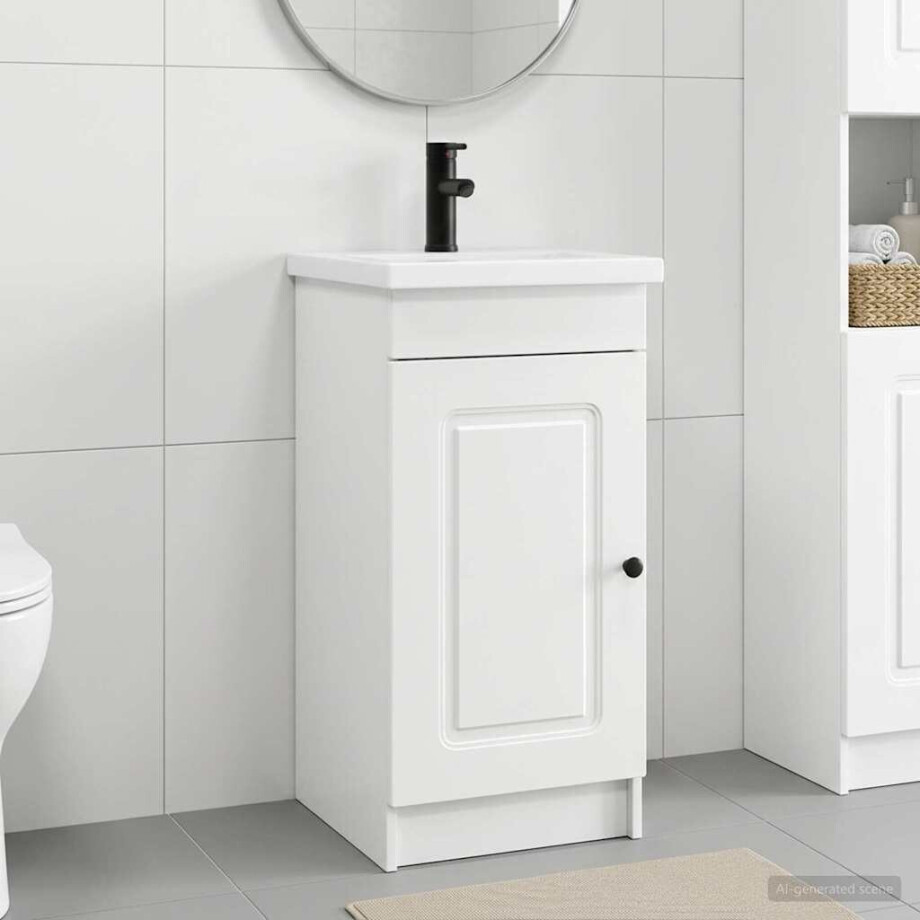 vidaXL Badkamermeubel met Wasbak Wit 42 x 40 x 84,5 cm Bewerkt hout afbeelding 1