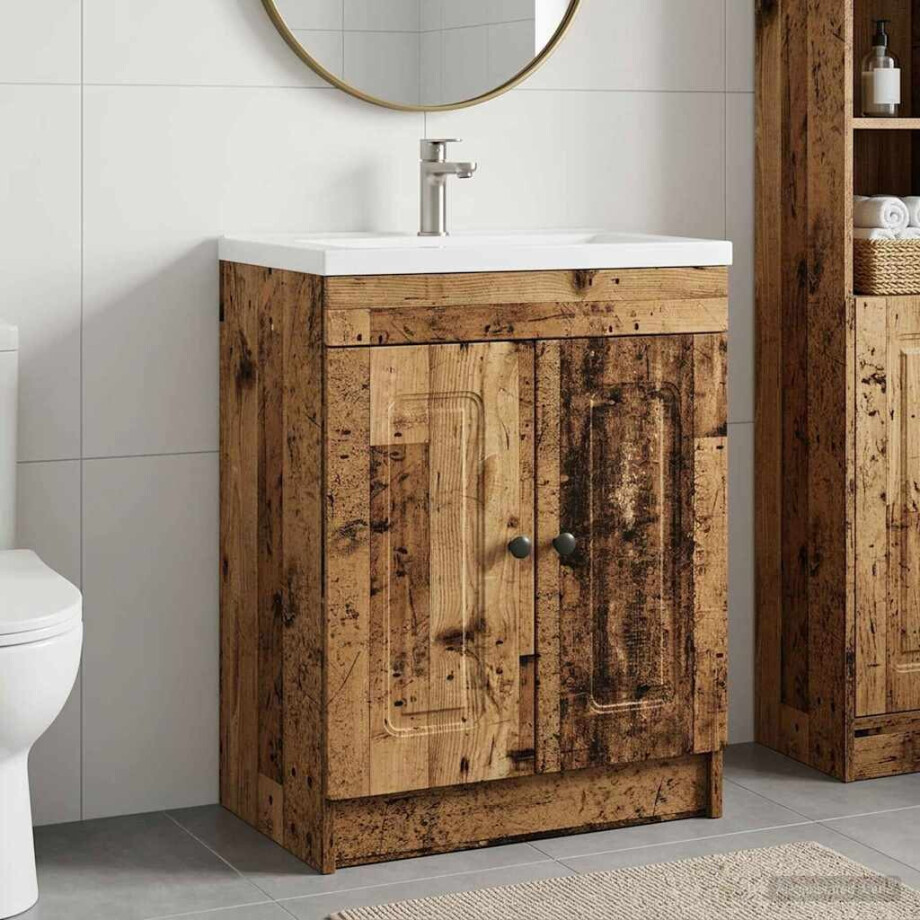 vidaXL Badkamer onder wastafel kast Oud hout 56 x 37,5 x 81 cm vidaXL Badkamer onder wastafel kast Oud hout 56 x 37,5 x 81 cm afbeelding 1