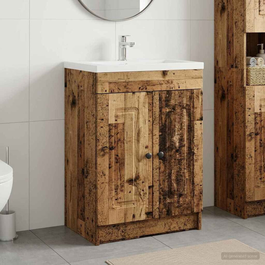 vidaXL Badkamer onder wastafel kast Oud hout 78,5 x 37,5 x 81 cm vidaXL Badkamer onder wastafel kast Oud hout 78,5 x 37,5 x 81 cm afbeelding 1
