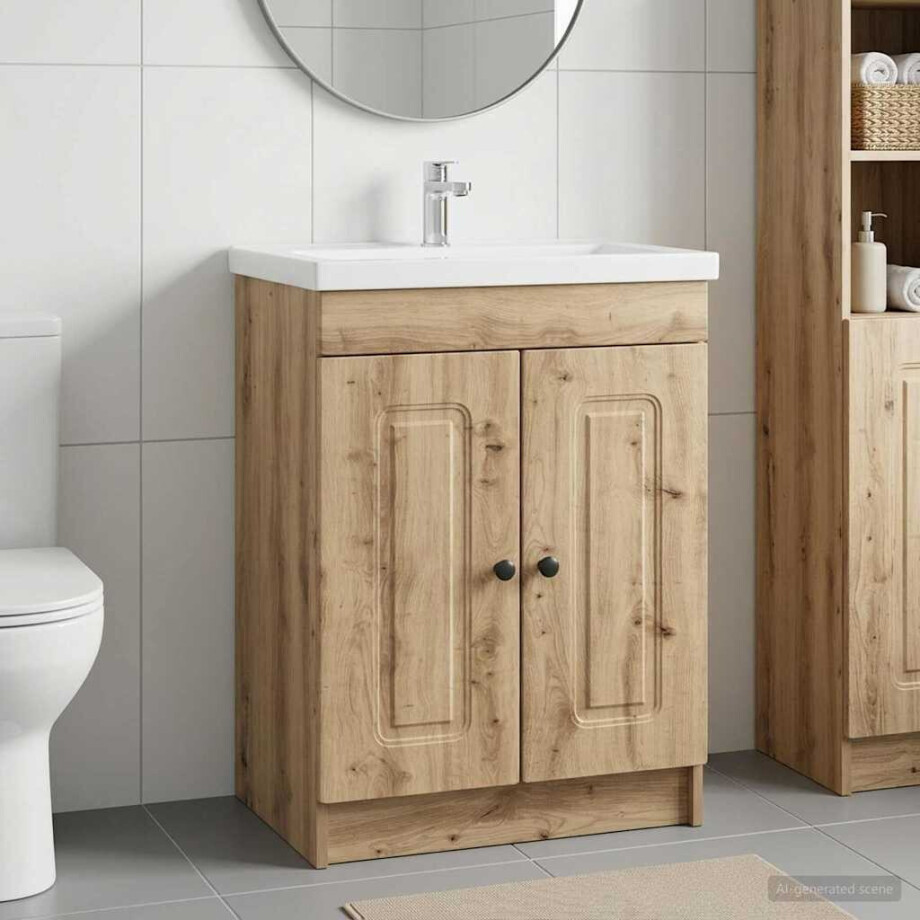 vidaXL Badkamer onder wastafel kast Artisanaal eiken afbeelding 1