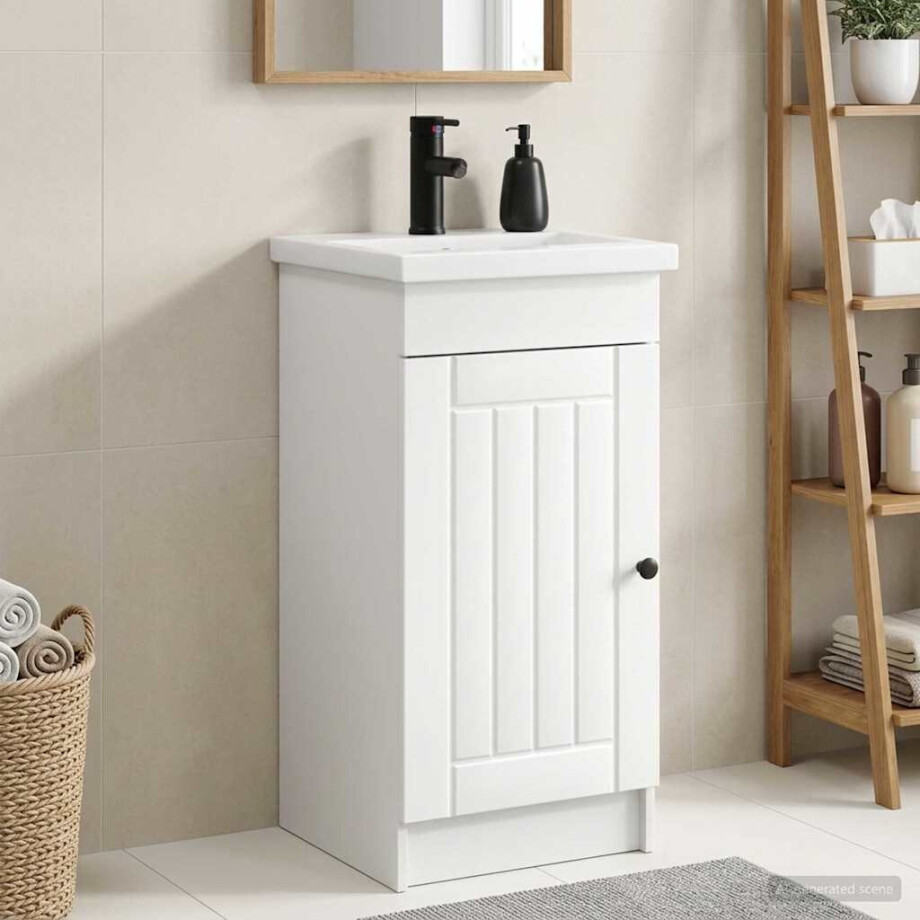 vidaXL Badkamermeubel met Wasbak Wit 42 x 40 x 84,5 cm Bewerkt hout afbeelding 1