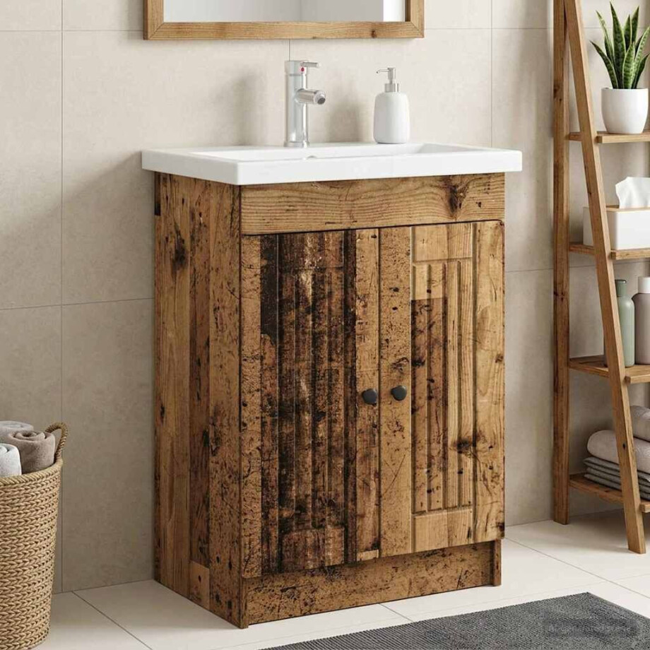 vidaXL Badkamer onder wastafel kast Oud hout 56 x 37,5 x 81 cm vidaXL Badkamer onder wastafel kast Oud hout 56 x 37,5 x 81 cm afbeelding 1