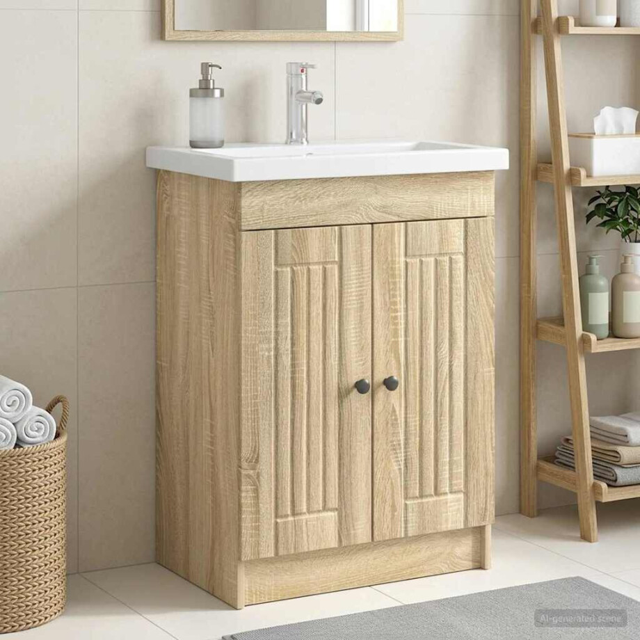 vidaXL Badkamer onder wastafel kast Sonoma Eiken 78,5 x 37,5 x 81 cm afbeelding 1