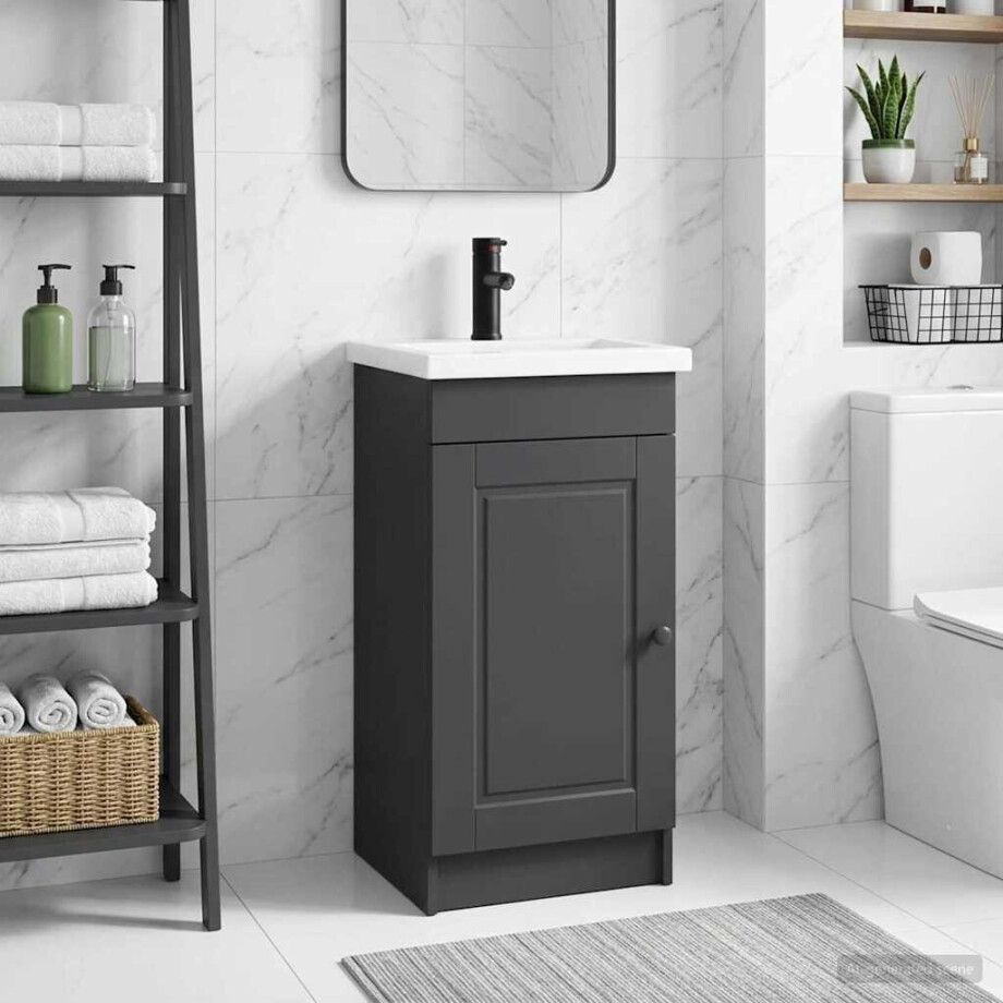 vidaXL Badkamermeubel met Wasbak Zwart 42 x 40 x 84,5 cm Bewerkt hout vidaXL Badkamermeubel met Wasbak Zwart 42 x 40 x 84,5 cm Bewerkt hout afbeelding 1