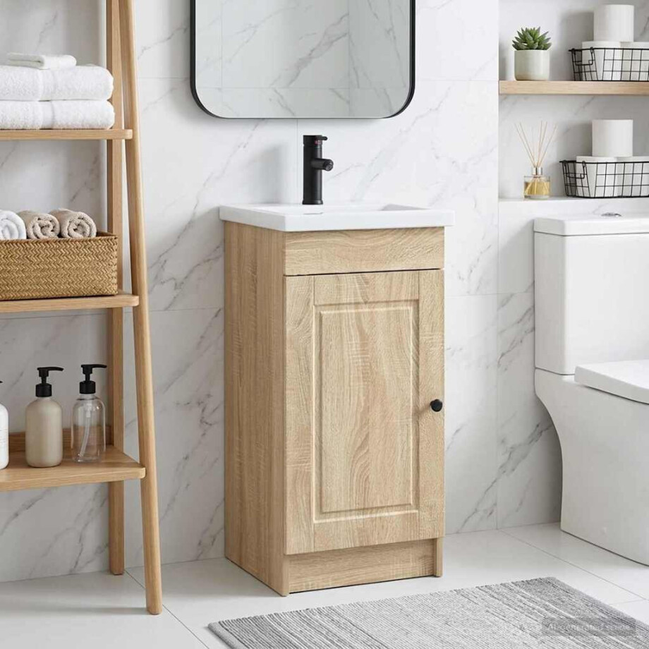 vidaXL Badkamermeubel met Wasbak Sonoma Eiken 42 x 40 x 84,5 cm afbeelding 1