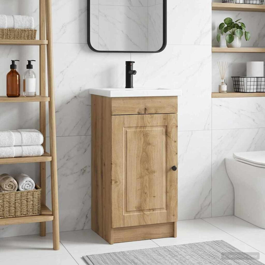 vidaXL Badkamermeubel met Wasbak Artisanaal eiken 42 x 40 x 84,5 cm afbeelding 1