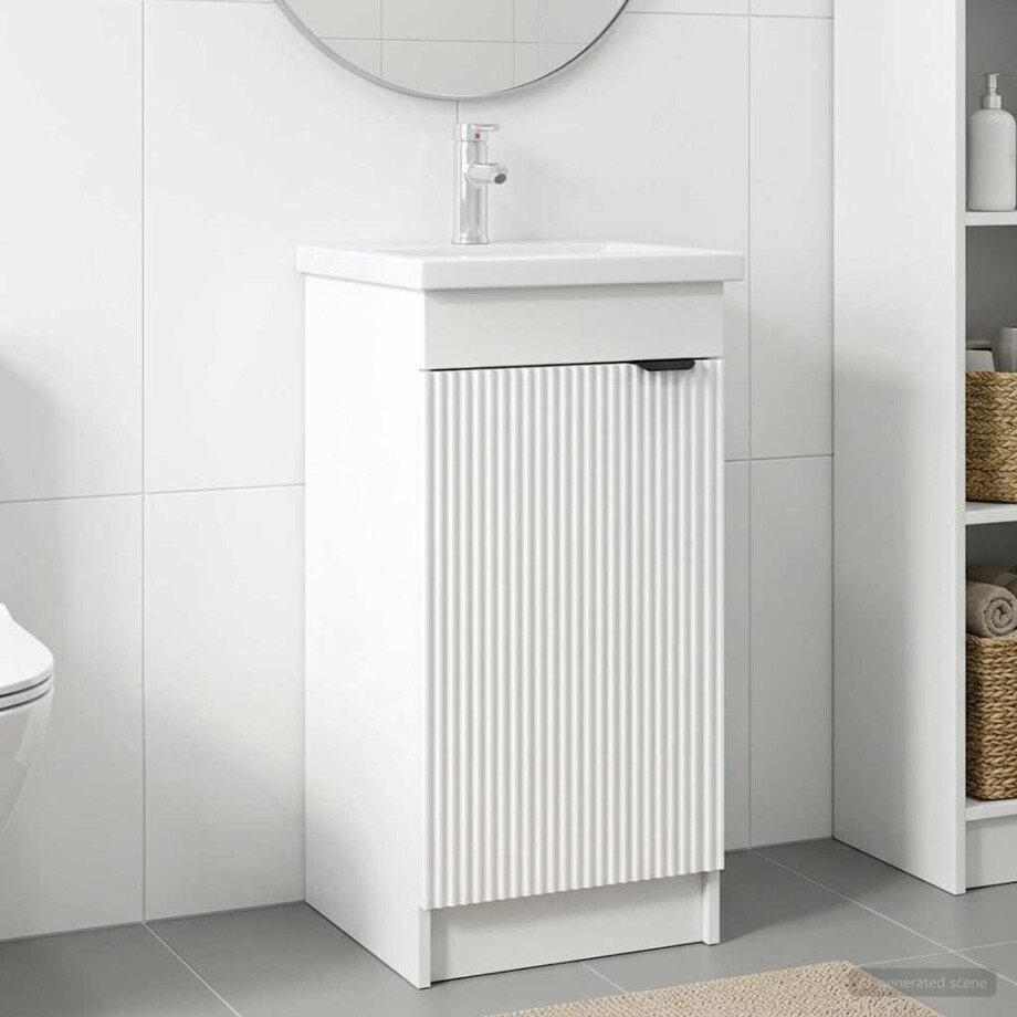 vidaXL Badkamermeubel met Wasbak Wit 42 x 40 x 84,5 cm Bewerkt hout afbeelding 1