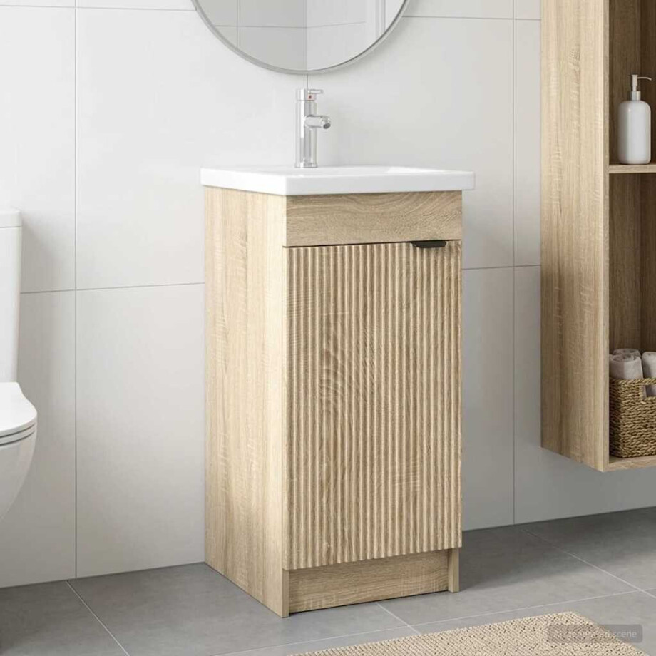 vidaXL Badkamermeubel met Wasbak Sonoma Eiken 42 x 40 x 84,5 cm afbeelding 1