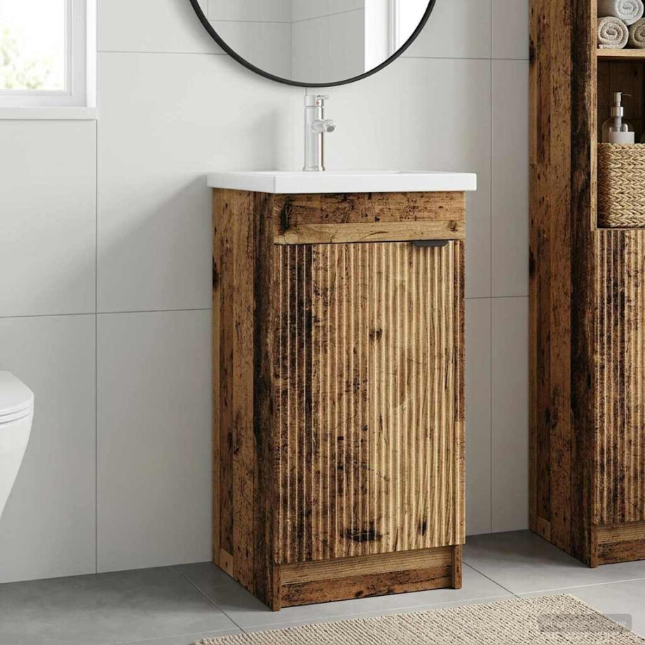 vidaXL Badkamermeubel met Wasbak Oud hout 42 x 40 x 84,5 cm afbeelding 1