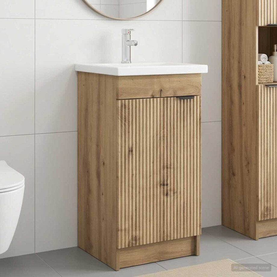vidaXL Badkamermeubel met Wasbak Artisanaal eiken 42 x 40 x 84,5 cm afbeelding 1