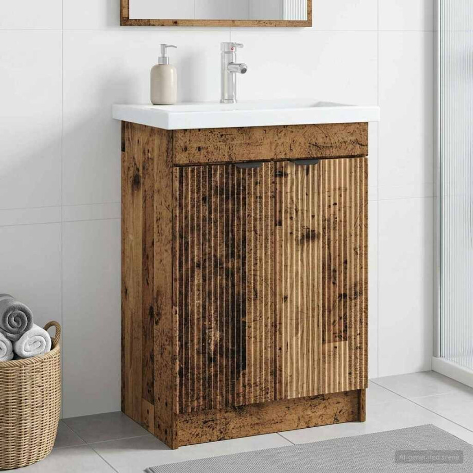 vidaXL Badkamer onder wastafel kast Oud hout 78,5 x 37,5 x 81 cm vidaXL Badkamer onder wastafel kast Oud hout 78,5 x 37,5 x 81 cm afbeelding 1