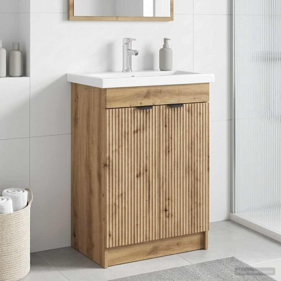 vidaXL Badkamer onder wastafel kast Artisanaal eiken afbeelding 1
