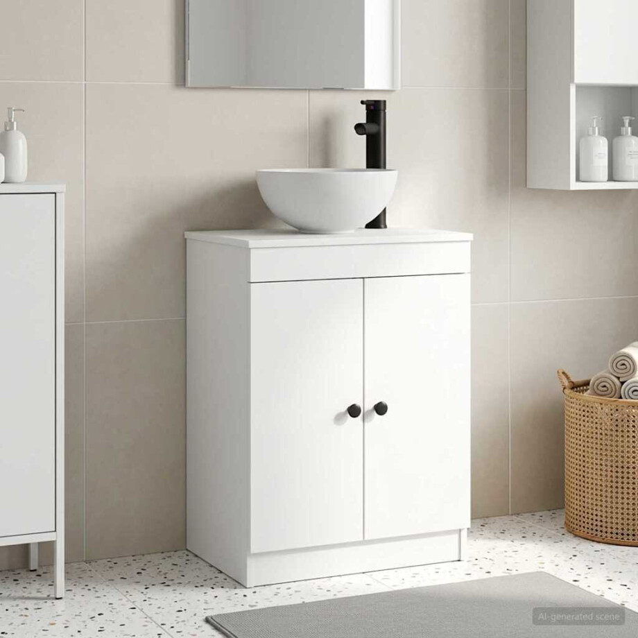 vidaXL Badkamermeubel met Wasbak Wit 54 x 35 x 83 cm Bewerkt hout afbeelding 1