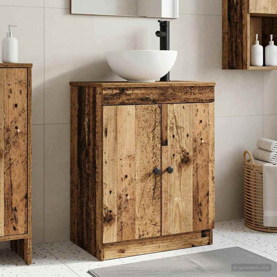 vidaXL Badkamermeubel met Wasbak Oud hout 54 x 35 x 83 cm Bewerkt hout vidaXL Badkamermeubel met Wasbak Oud hout 54 x 35 x 83 cm Bewerkt hout afbeelding 1