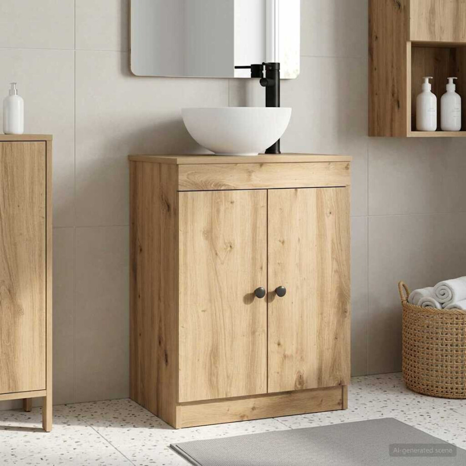 vidaXL Badkamermeubel met Wasbak Artisanaal eiken 54 x 35 x 83 cm afbeelding 1