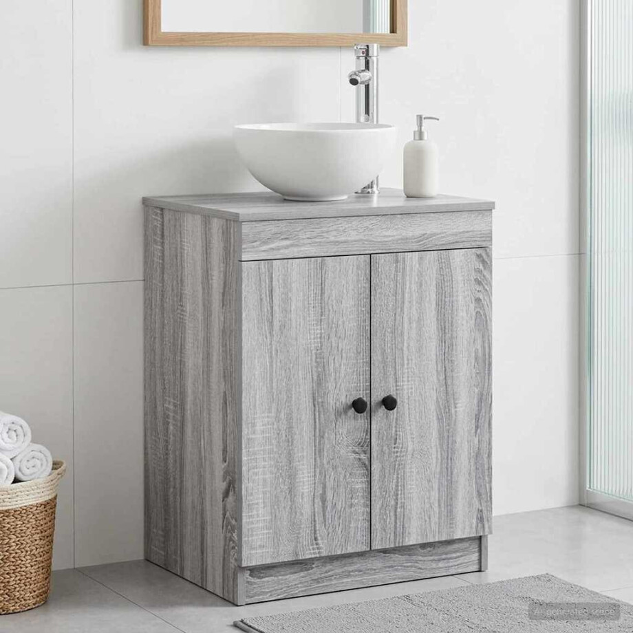 vidaXL Badkamerkast Grijs Sonoma 54 x 41 x 70 cm Bewerkt hout afbeelding 1