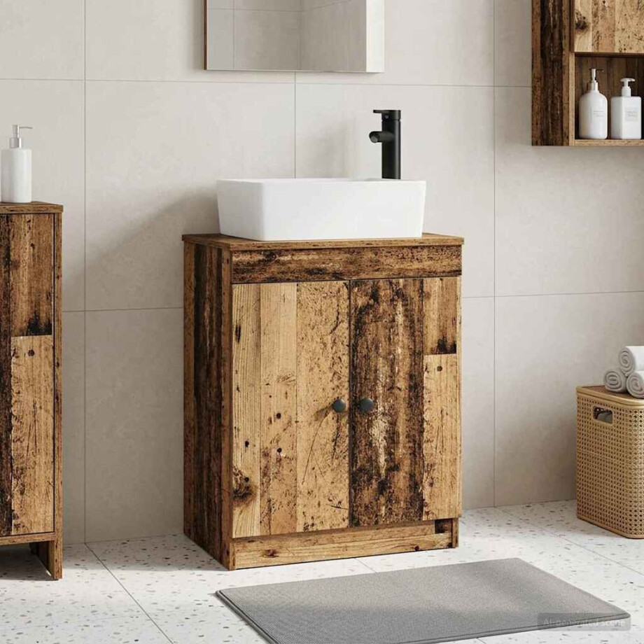 vidaXL Badkamermeubel met Wasbak Oud hout 54 x 35 x 83 cm Bewerkt hout vidaXL Badkamermeubel met Wasbak Oud hout 54 x 35 x 83 cm Bewerkt hout afbeelding 1