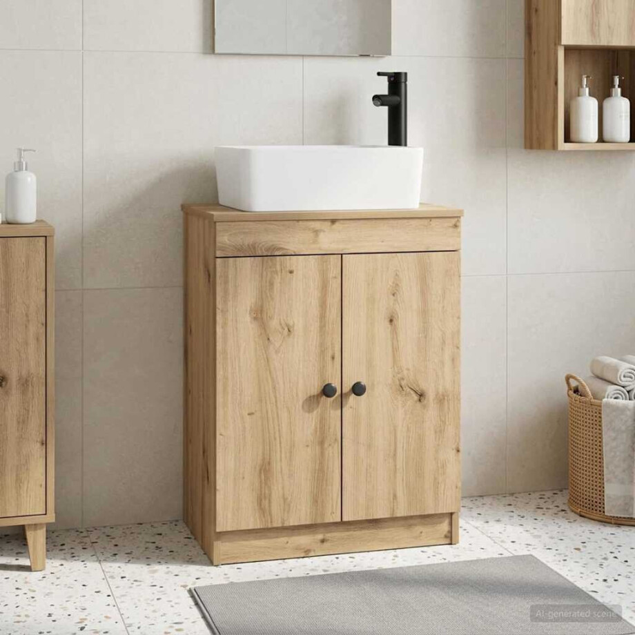 vidaXL Badkamermeubel met Wasbak Artisanaal eiken 54 x 35 x 83 cm afbeelding 1