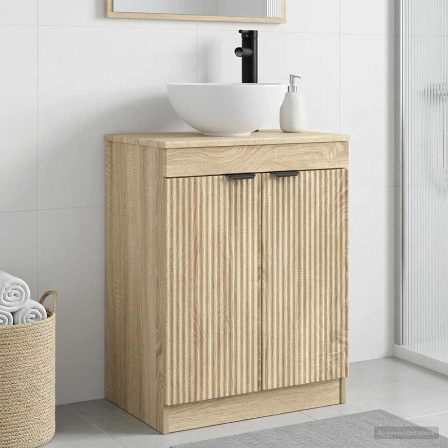 vidaXL Badkamermeubel met Wasbak Sonoma Eiken 54 x 35 x 83 cm afbeelding 1
