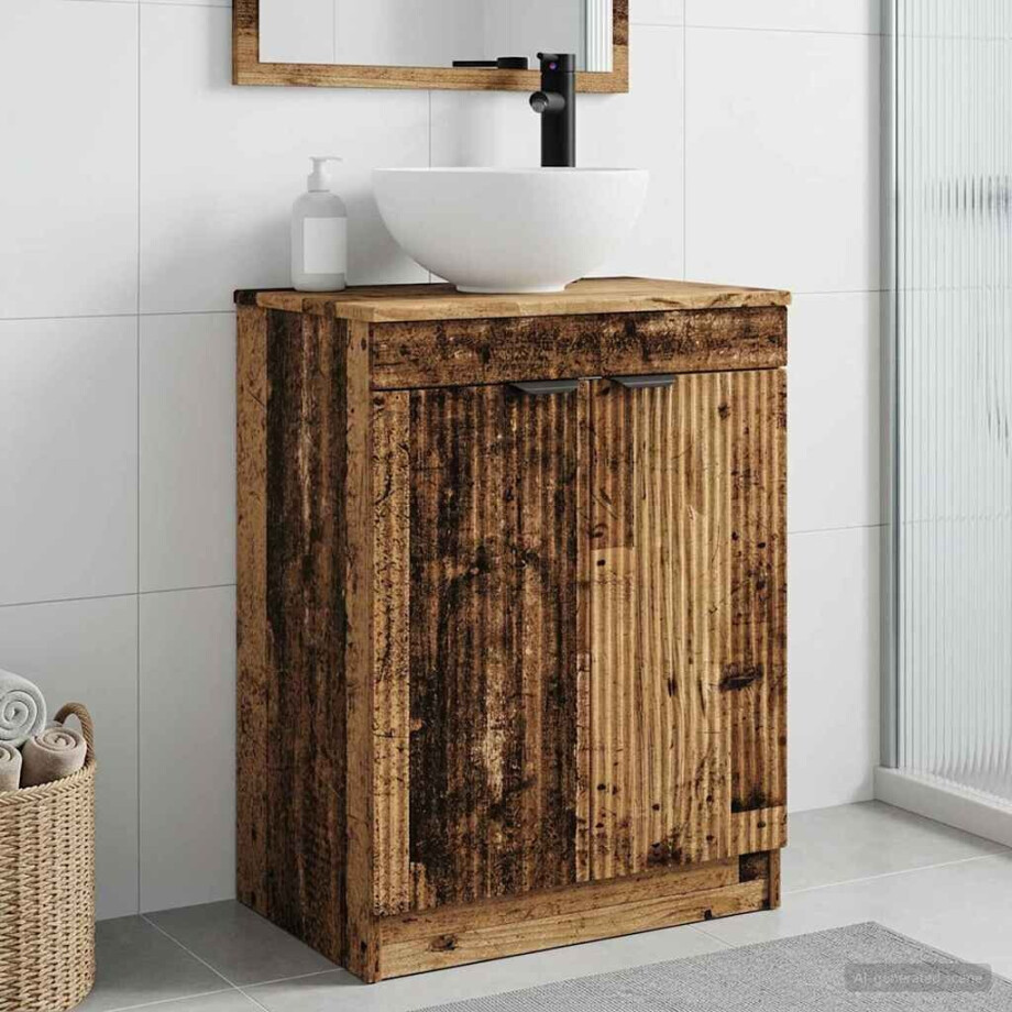 vidaXL Badkamermeubel met Wasbak Oud hout 54 x 35 x 83 cm Bewerkt hout vidaXL Badkamermeubel met Wasbak Oud hout 54 x 35 x 83 cm Bewerkt hout afbeelding 1