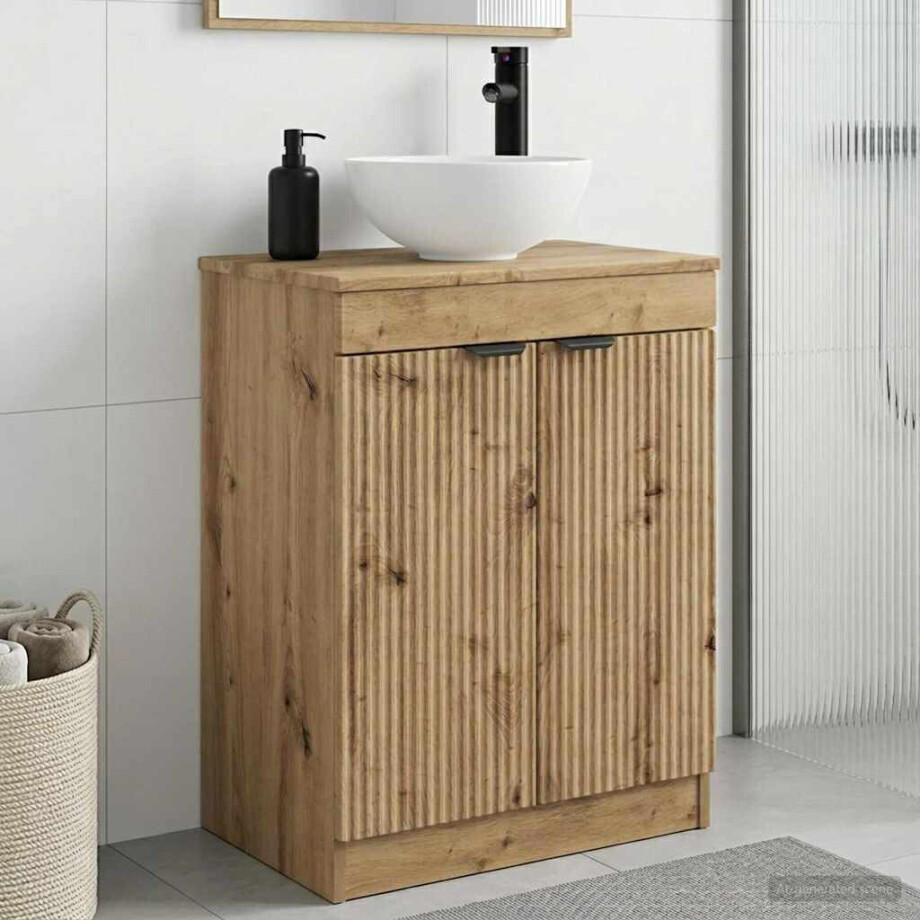 vidaXL Badkamermeubel met Wasbak Artisanaal eiken 54 x 35 x 83 cm afbeelding 1