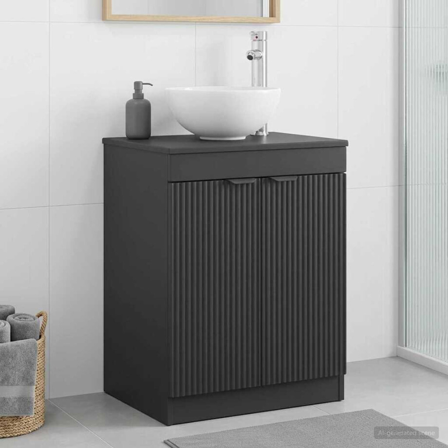 vidaXL Badkamerkast Zwart 54 x 41 x 70 cm Bewerkt hout afbeelding 1