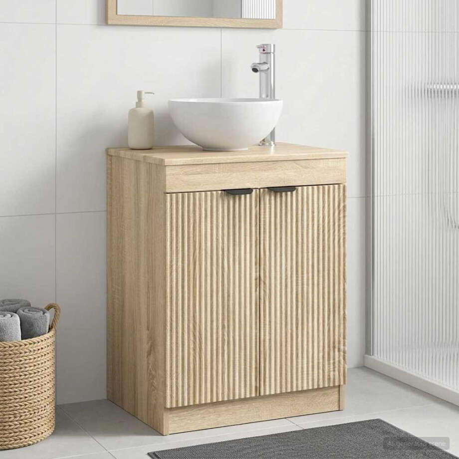 vidaXL Badkamerkast Sonoma Eiken 54 x 41 x 70 cm Bewerkt hout afbeelding 1
