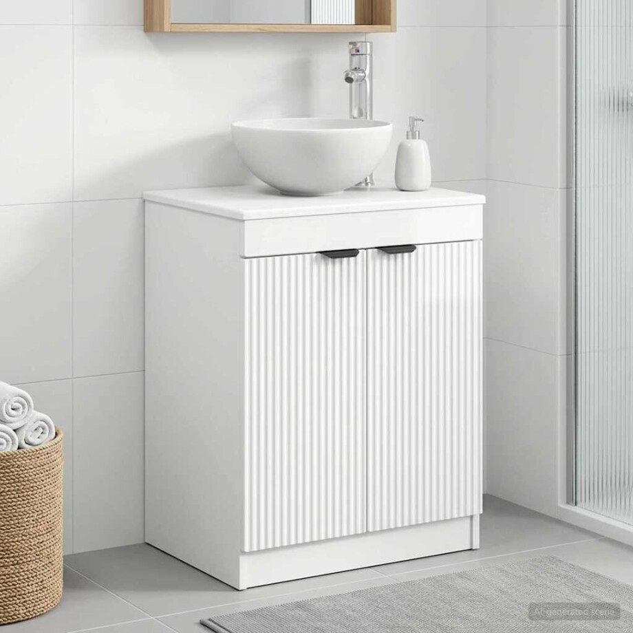 vidaXL Badkamerkast Hoogglans Wit 54 x 41 x 70 cm Bewerkt hout afbeelding 1