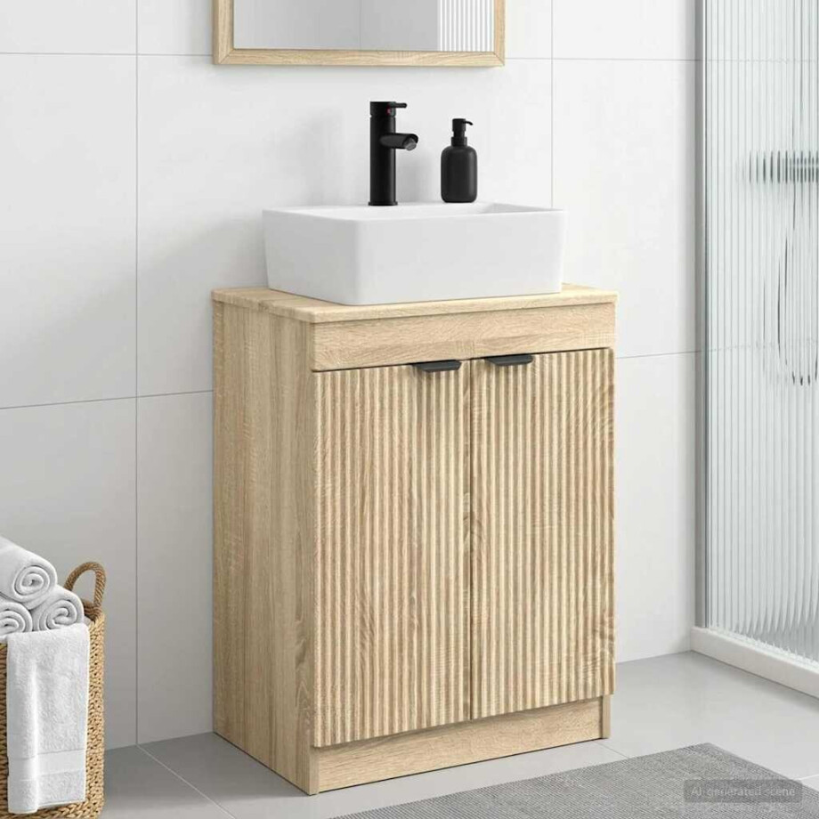 vidaXL Badkamermeubel met Wasbak Sonoma Eiken 54 x 35 x 83 cm afbeelding 1