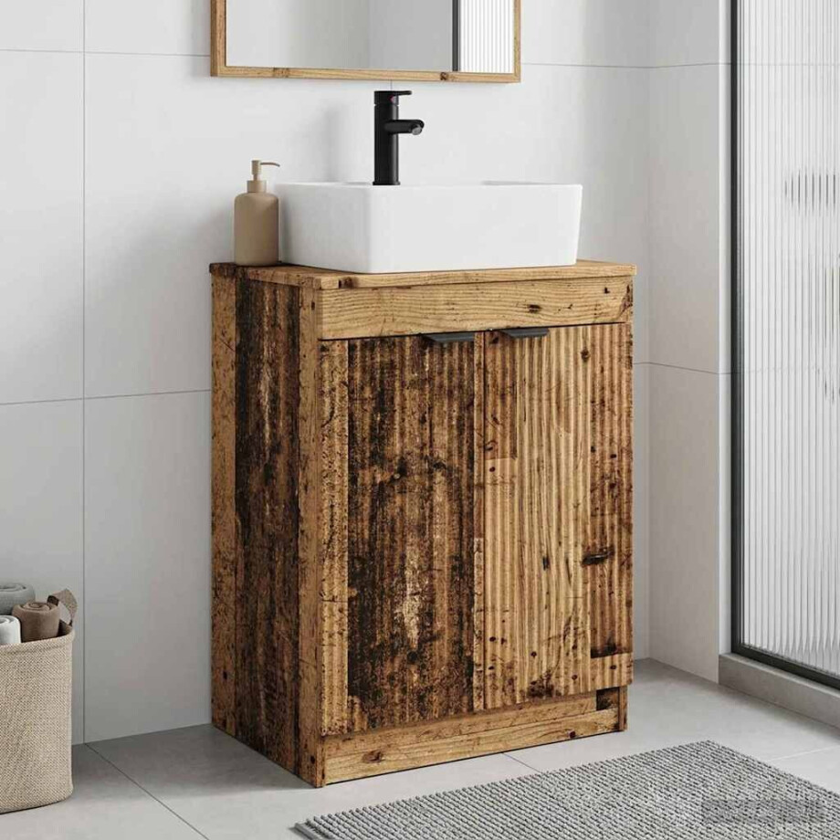 vidaXL Badkamermeubel met Wasbak Oud hout 54 x 35 x 83 cm Bewerkt hout vidaXL Badkamermeubel met Wasbak Oud hout 54 x 35 x 83 cm Bewerkt hout afbeelding 1