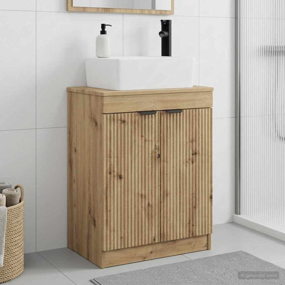 vidaXL Badkamermeubel met Wasbak Artisanaal eiken 54 x 35 x 83 cm vidaXL Badkamermeubel met Wasbak Artisanaal eiken 54 x 35 x 83 cm afbeelding 1