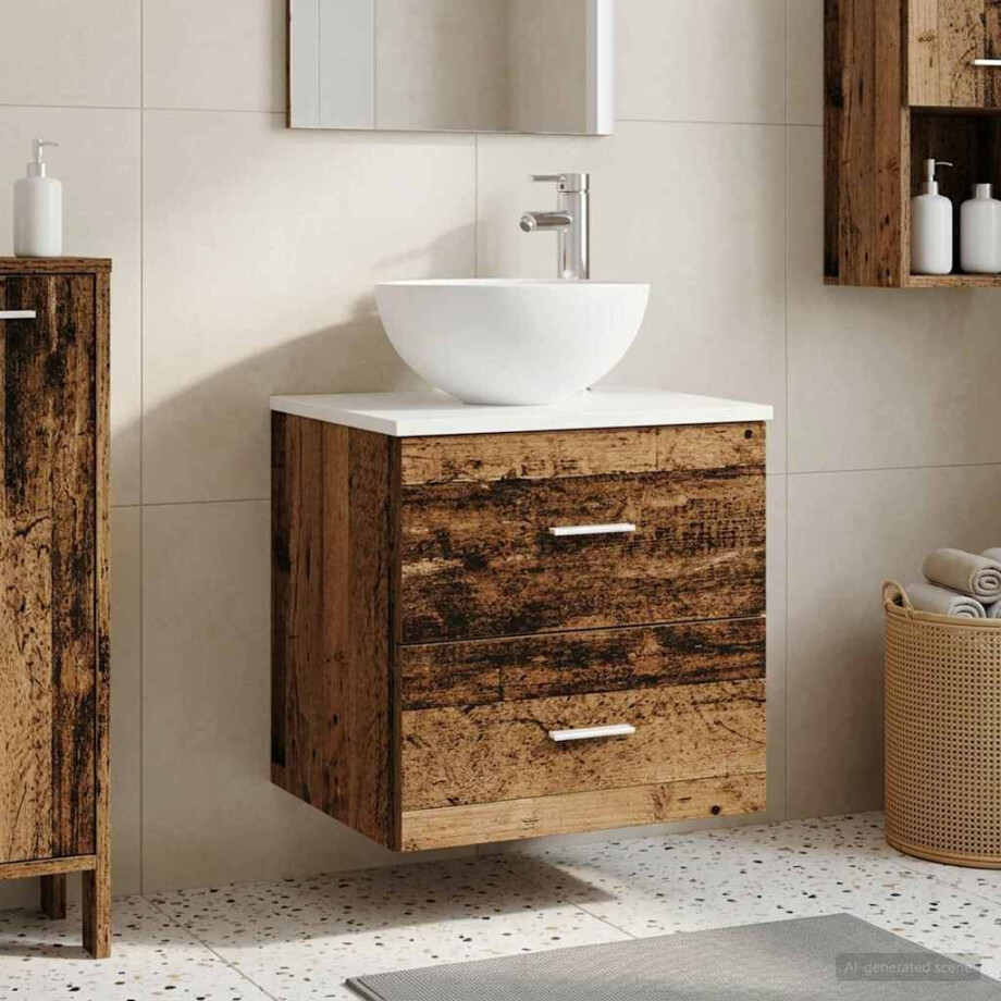 vidaXL Wandgemonteerde Wastafel Vanity Oud hout 49,5 x 35 x 63 cm vidaXL Wandgemonteerde Wastafel Vanity Oud hout 49,5 x 35 x 63 cm afbeelding 1