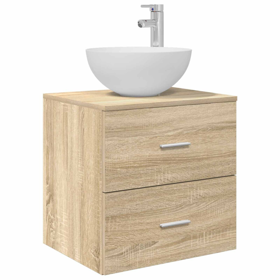 vidaXL Wandgemonteerde wastafelmeubel Sonoma Eiken 49,5 x 41 x 64,5 cm afbeelding 1