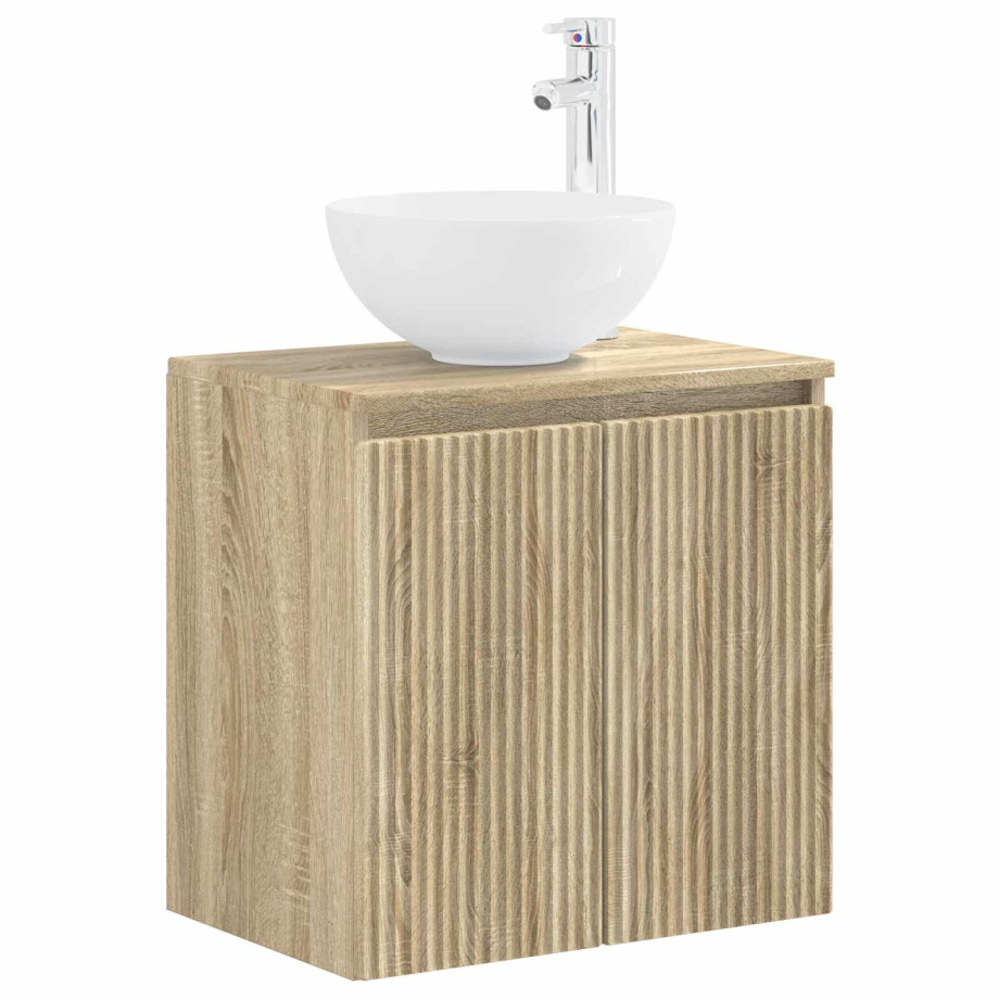 vidaXL Wandgemonteerde wastafelmeubel Sonoma Eiken 49,5 x 35 x 63 cm afbeelding 1